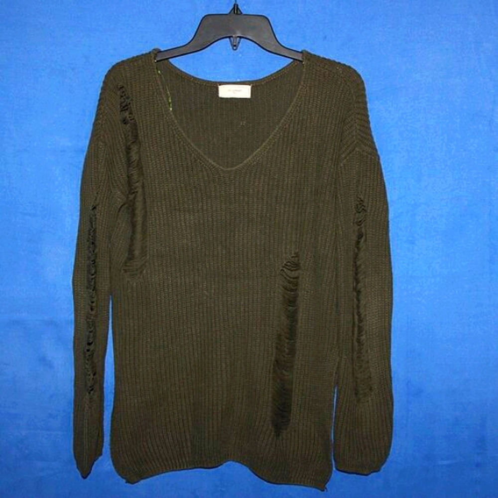 No Comment Thrashed Olive Sweater